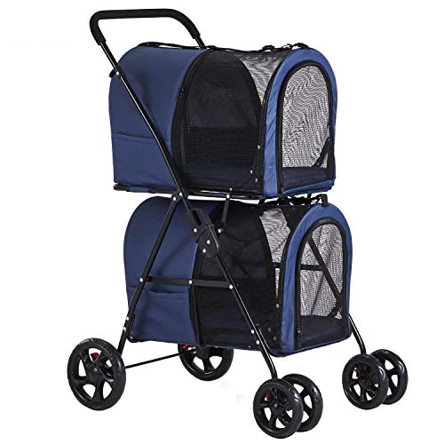 VIAGDO Double Pet Stroller for 2 Dogs & Cats