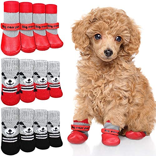 12 Pieces Dog Socks Non-Slip Pet Knit Socks