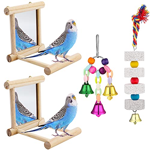 Bird Toys Include Parakeet Mirror for Cage