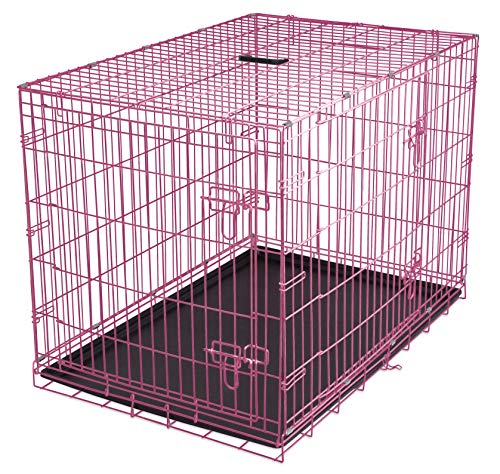 Foldable Wire Dog Kennel Double Door Steel Crates