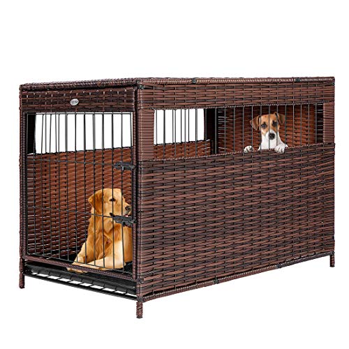 DEStar Heavy Duty PE Rattan Wicker Pet Dog Cage