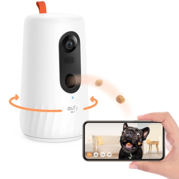 Pet Dog Camera 270-Degree Rotatable Body Treat Tossing