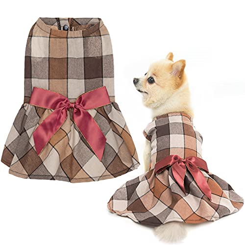 KOOLTAIL Elegant Bowtie Plaid Dog Dress