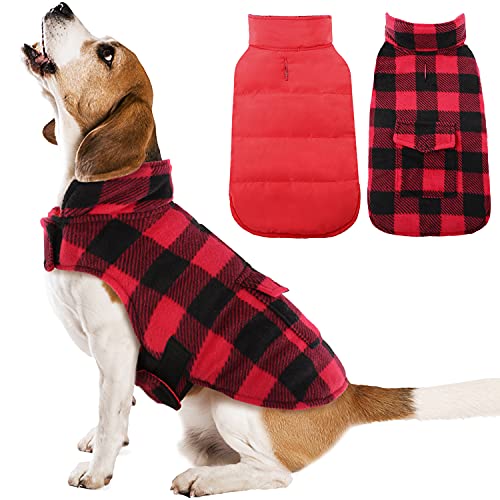 Kuoser British Style Plaid Dog Winter Coat