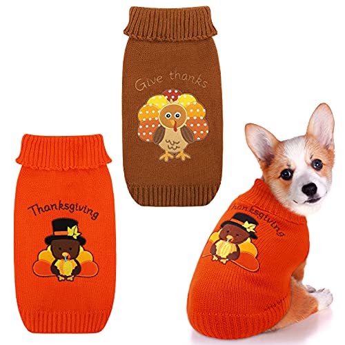 Pedgot 2 Pack Thanksgiving Dog Sweaters