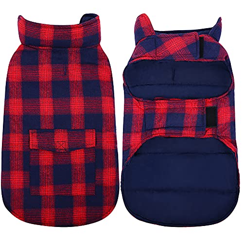 Kuoser British Style Plaid Dog Winter Coat