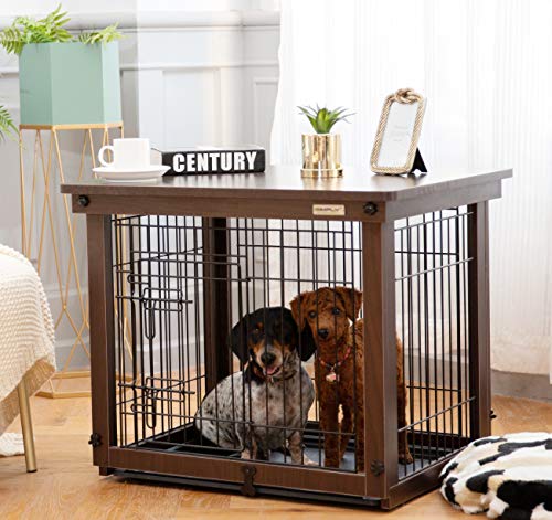 Simply Plus Wood & Wire Dog Crate with Slide Tray