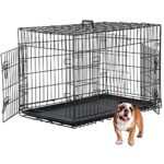 Dog Kennel 48 Inch Double Door Metal Crate Foldable