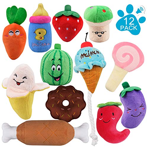 LOUTAN Small Dog Plush Toys 12 Pack Dog Squeaky