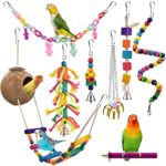 Natural Coconut Bird House with Colorful Ladder