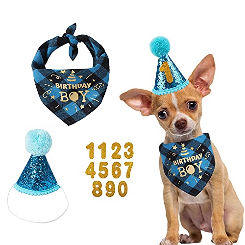 Dog Birthday Bandana Triangle Scarf with Cute Dog Birthday Number
