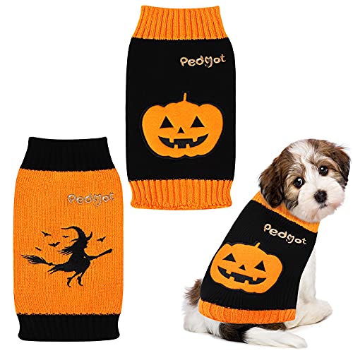 Pedgot 2 Pieces Dog Halloween Sweater Pumpkin