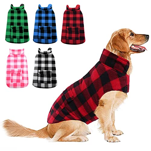 ASENKU Dog Fleece Jacket Plaid Reversible