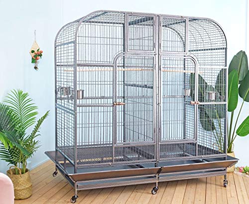 Spacious Double Cage with Center Divider for Bird