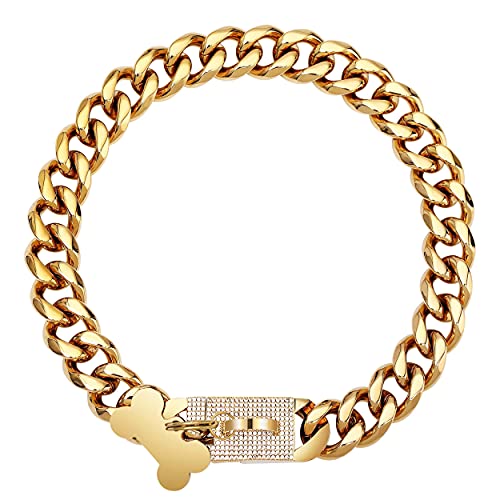 Diamond Dog Gold Chain Collar - 19mm