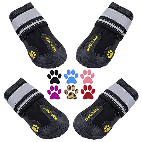 QUMY Dog Boots Waterproof Shoes for Large Dogs