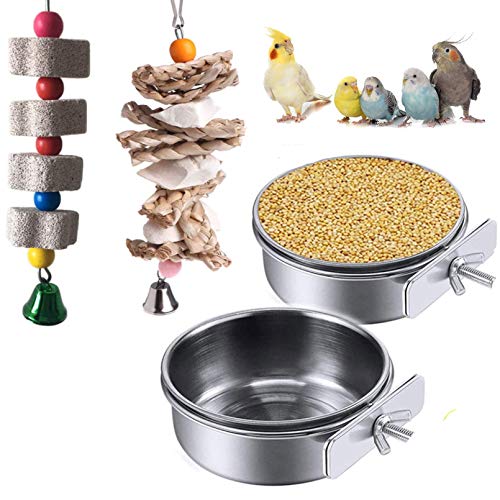 Bird Feeding Dish Cups Parrot Feeders Water Cage