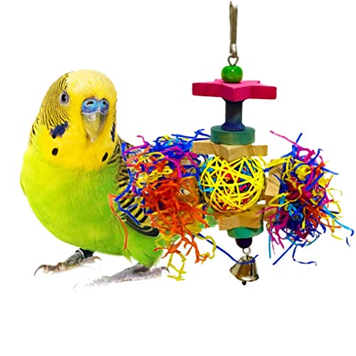 SunGrow Parakeet Toy, Brightly Colored Playtoy of Rattan