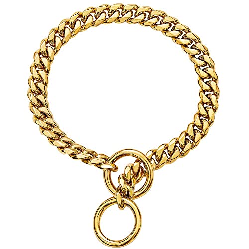 Custom Engraved 18K Gold Plated Silver Slip On Dog Chain