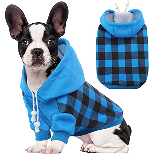 Plaid Dog Hoodie for Autumn/Winter Cold Weather