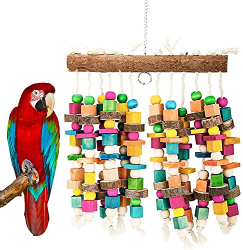 Parrot Chewing Toy Bird Bite Toy with Colorful Wood Beads