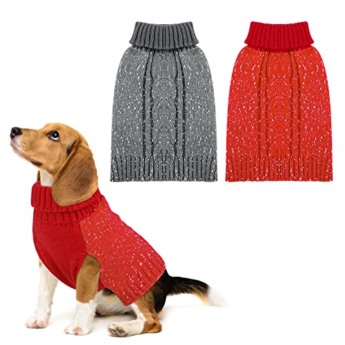 Pedgot 2 Pieces Dog Sweater Turtleneck