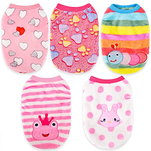 5 Pieces Small Dog Winter Clothes for Girls