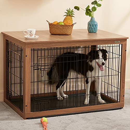 Wooden Dog Crate with Slide Tray