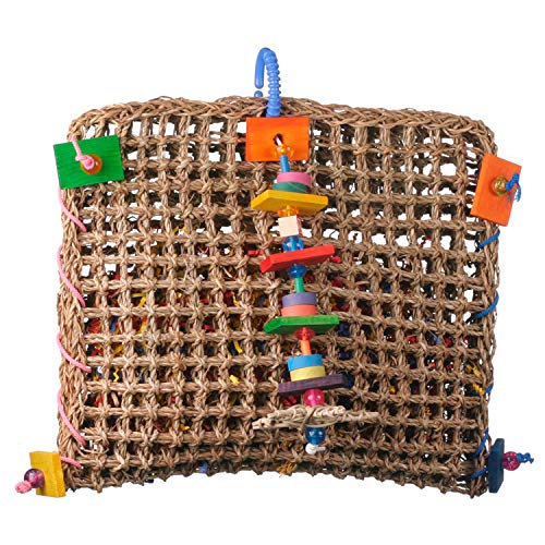 Foraging Pouch Bird Toy with Colorful Chewable Gears