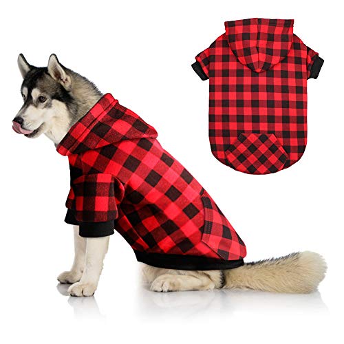 Large Dogs Red Plaid Dog Hoodie Sweater