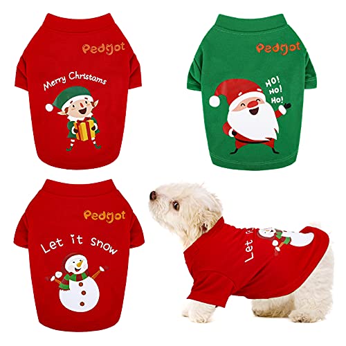 Pedgot 3 Pack Dog Christmas Shirt Santa Claus