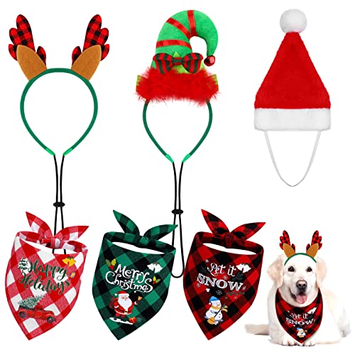 Dog Santa Hat for Pet with Ears Adjustable