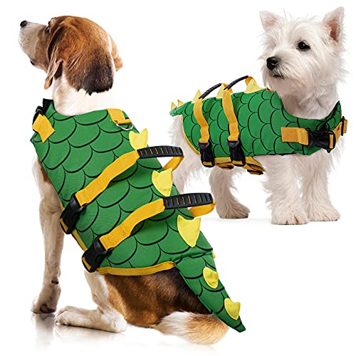 Dog Life Jacket Coat with Rescue Handle D-Ring for Small Medium Large Dog