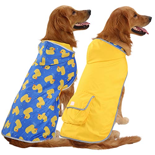 HDE Reversible Dog Raincoat Hooded Slicker Poncho