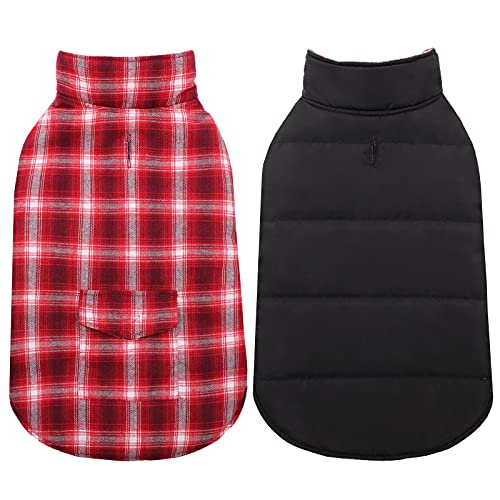 Reversible British Style Plaid Dog Vest Winter Coat