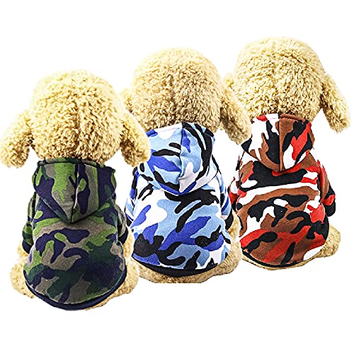 3-Pack Dog Fall Clothes Dog Hoodie Camo Puppy Sweaters