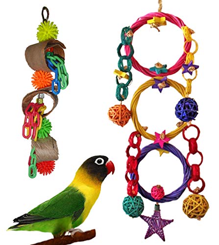 Fetch-It Pets 2 Pack Bird/Parrot Ring Toss & Fiesta Foraging Toys