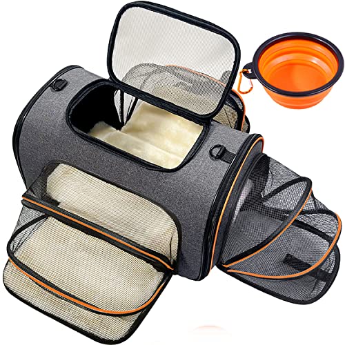 3 Sides Expandable Foldable Pet Carrier for Medium Cat Small Dog