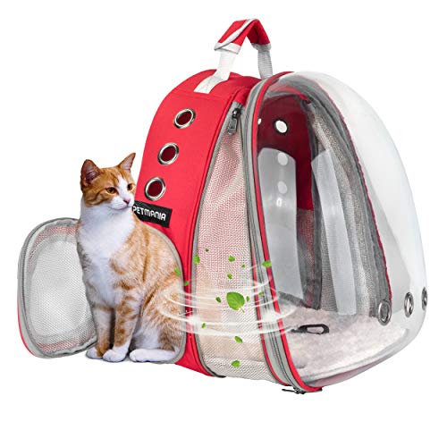 PETMANIA Pet Carrier Backpack Red Expandable Front