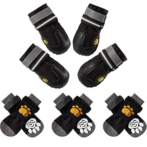 Puppy Boots and Dog Socks Set Reflective Anti-Slip