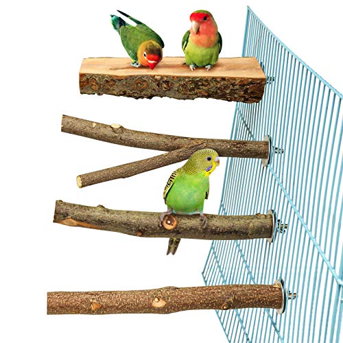 4 Pack Natural Wood Bird Perch for Bird Cages