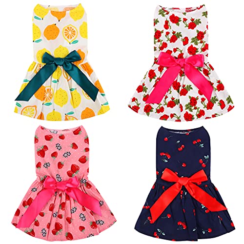 URATOT 4 Pieces Cute Pet Dress with Lovely Bow