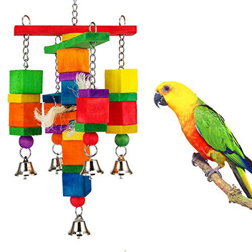 MEWTOGO Colorful Wooden Block Bird Parrot