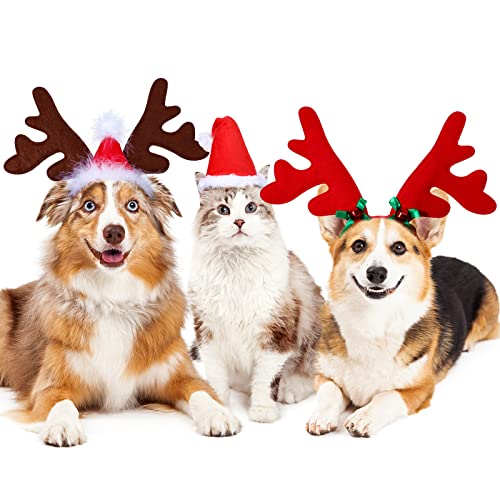 3 Pieces Dog Cat Christmas Headbands Santa Hat