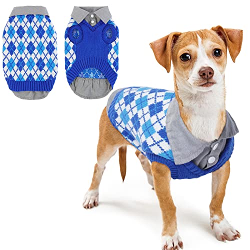Dog Sweater Extra Warm Thickened Knitted Shirt Plaid Knitwear