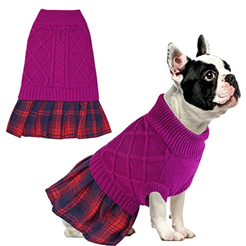 OUOBOB Dog Sweater Dress for Small Medium Dogs