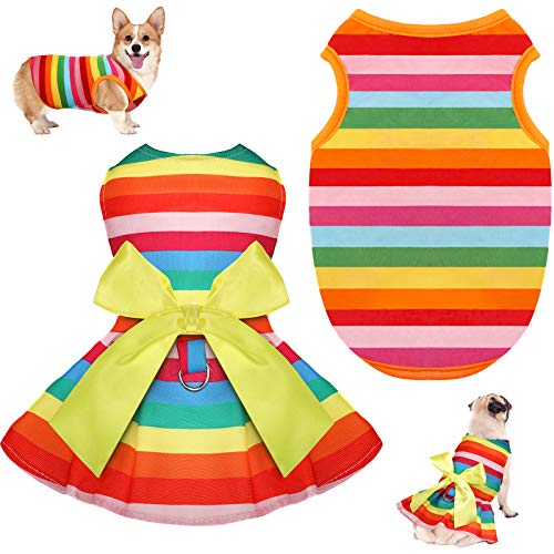 Rainbow Pet Clothes Rainbow Stripe Dog Dress