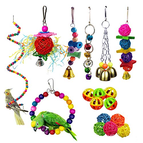 kathson 17 Packs Bird Toys Parrot Swing Chewing Toys
