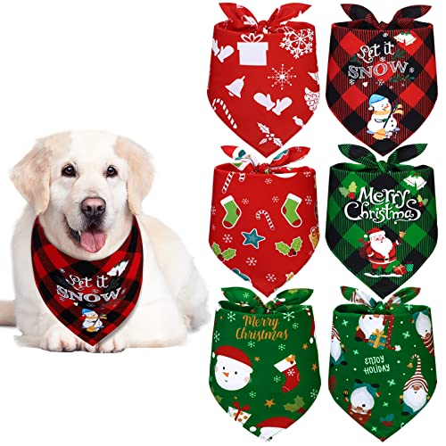 Pedgot 6 Pack Christmas Dog Bandanas Pet