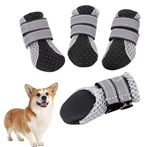Lightweight Dog Boots with Adjustable Reflective Magic Sticker